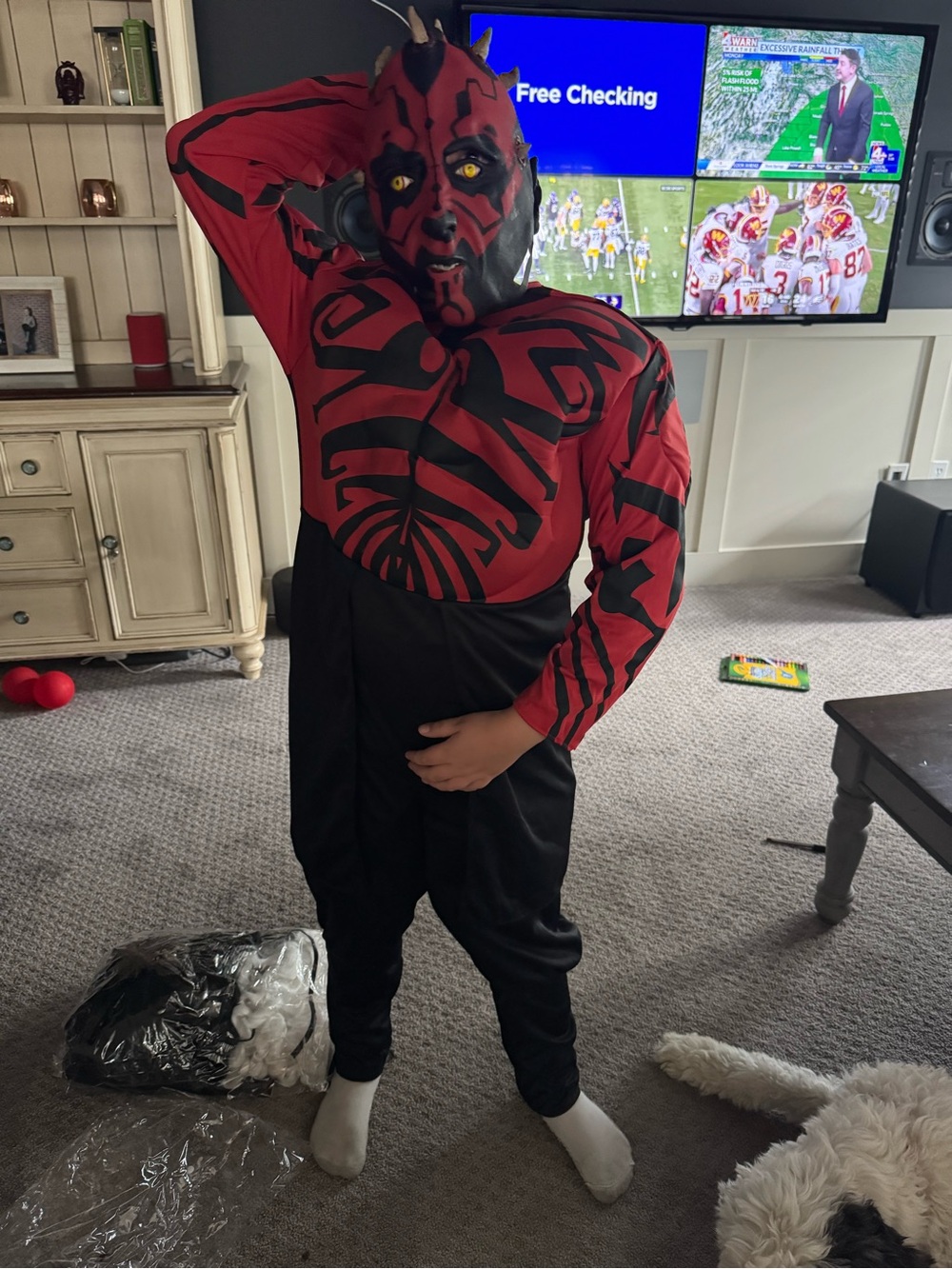Kids Red and Black Darth Maul Inspired Costume size youth large